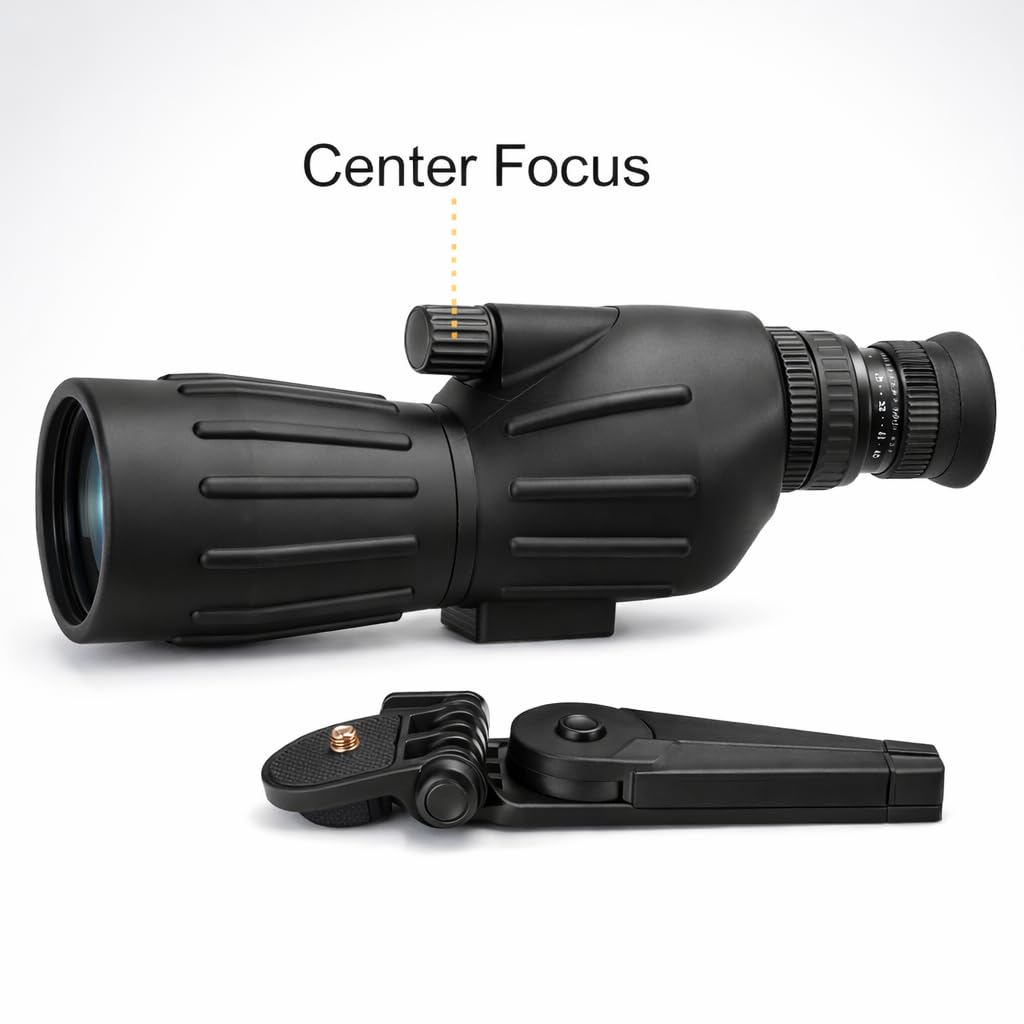 360 TACTICAL Portable Spotting Scope 15X-40X50 Grooved, Retractable Lens Hood Adult Telescope for Hiking Traveling and Viewing for Adult Bird Watch w/Mini Tripod-Clam Package