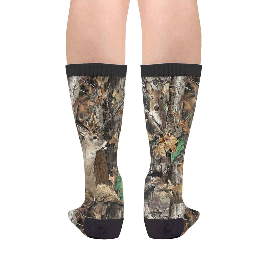 Sigouyinei Camo Camouflage Hunting Deer Real Tree Deer In The Woods Casual Funny Funky Novelty Socks For Men Women