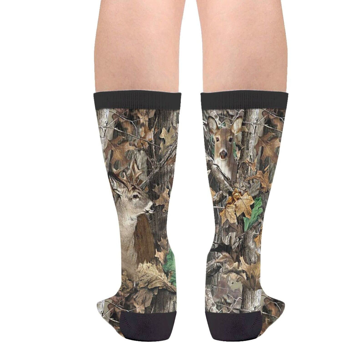 Sigouyinei Camo Camouflage Hunting Deer Real Tree Deer In The Woods Casual Funny Funky Novelty Socks For Men Women