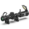 MidTen 1-4x24 LPVO Rifle Scope with 30mm Cantilever Mount, Wide View Scope with Etched Glass, Illuminated Reticle Scope with Zero Reset for Hunting