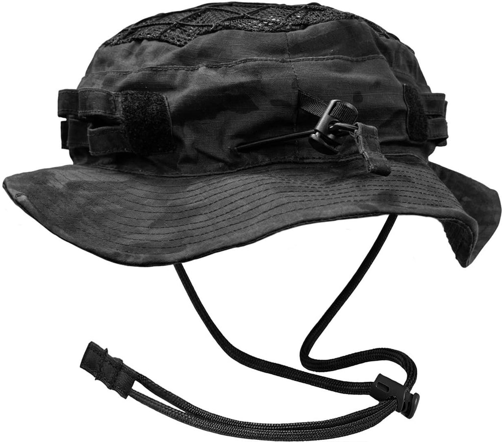 CQR Men's Tactical Boonie Hat, Breathable Packable Sun Hat for Hunting, Hiking, Fishing, Shooting, and Outdoor Activities, Sentinel Utility Camo Black, Small-Medium