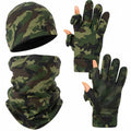 Janmercy 3 Pcs Camo Hunting Gloves Beanie and Scarf Set Anti-slip Touchscreen Gloves for Men Women Gift Cold Weather Hunting Gear Accessories
