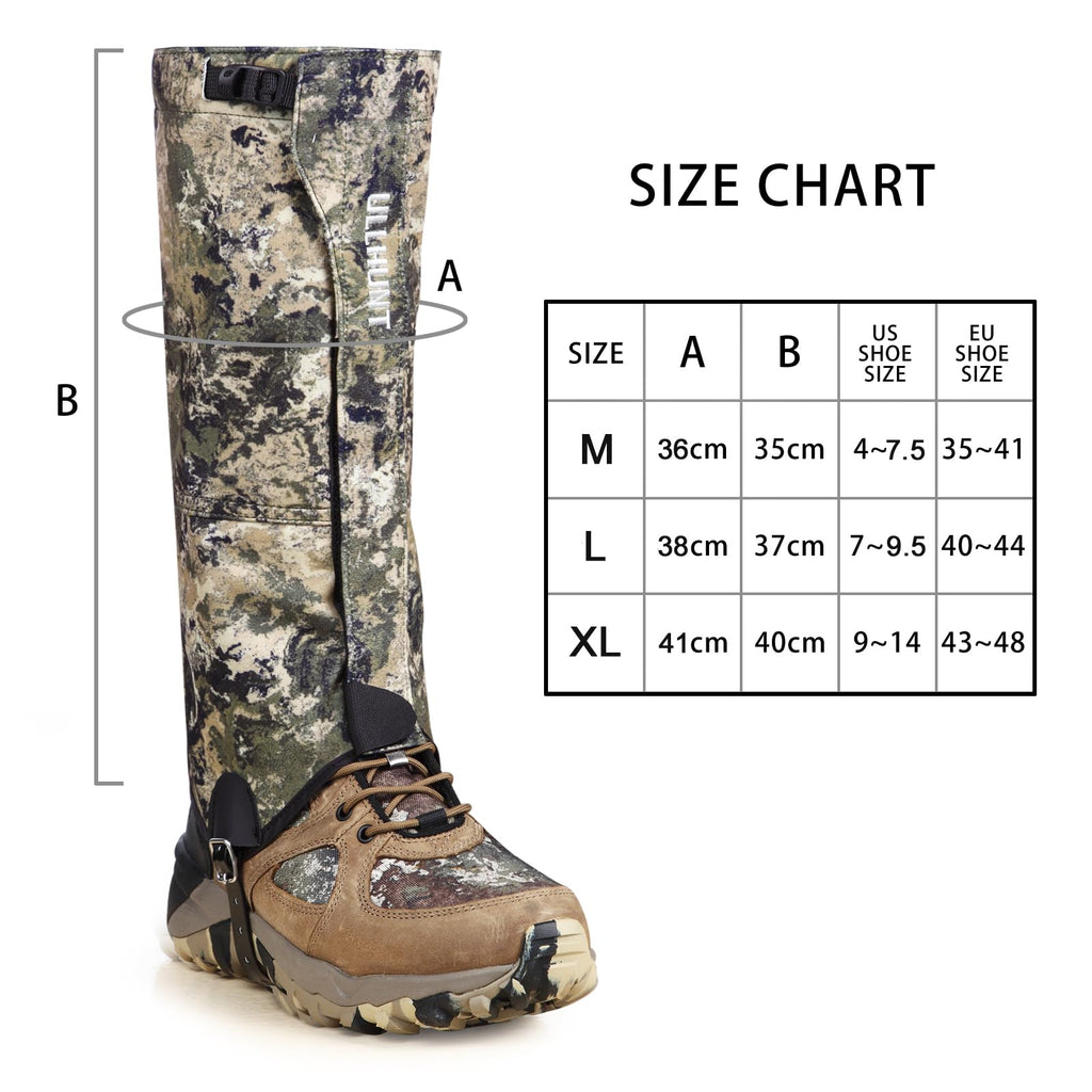 NatureBlend Hunting Gaiters - Premium Waterproof Leg Gaiters and Hiking Gaiters, Ideal Boot Gaiters for Hunting Adventures (X-Large)