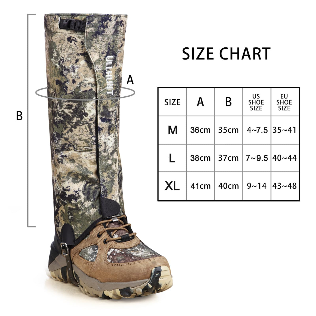 NatureBlend Hunting Gaiters - Premium Waterproof Leg Gaiters and Hiking Gaiters, Ideal Boot Gaiters for Hunting Adventures (X-Large)