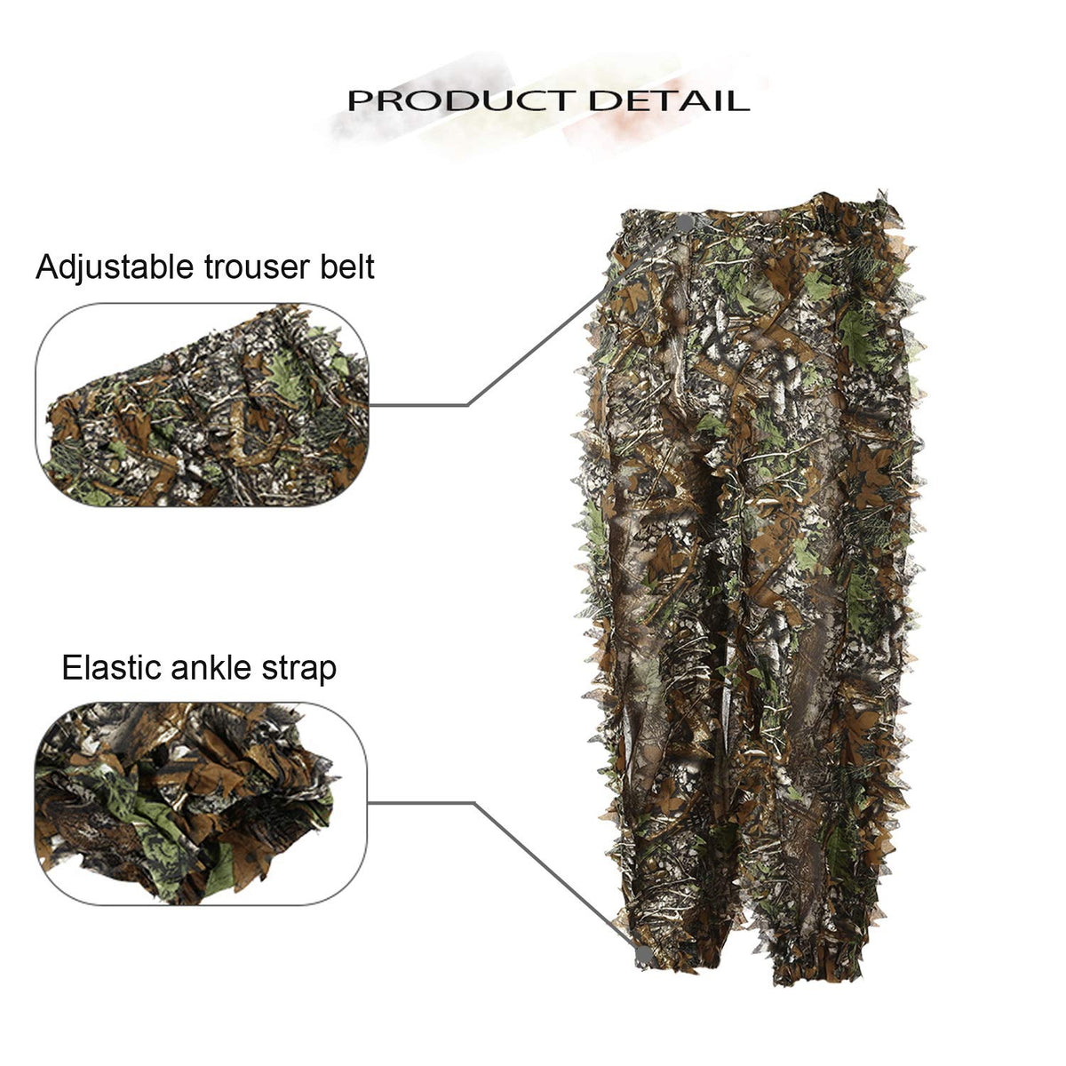 EAmber Ghillie Suit Gilly Hunting Suits Pants 3D Leaf Camo Camouflage Leafy Hat Gloves Full Face Mask Headwear Coveralls Youth Adult Lightweight Clothes