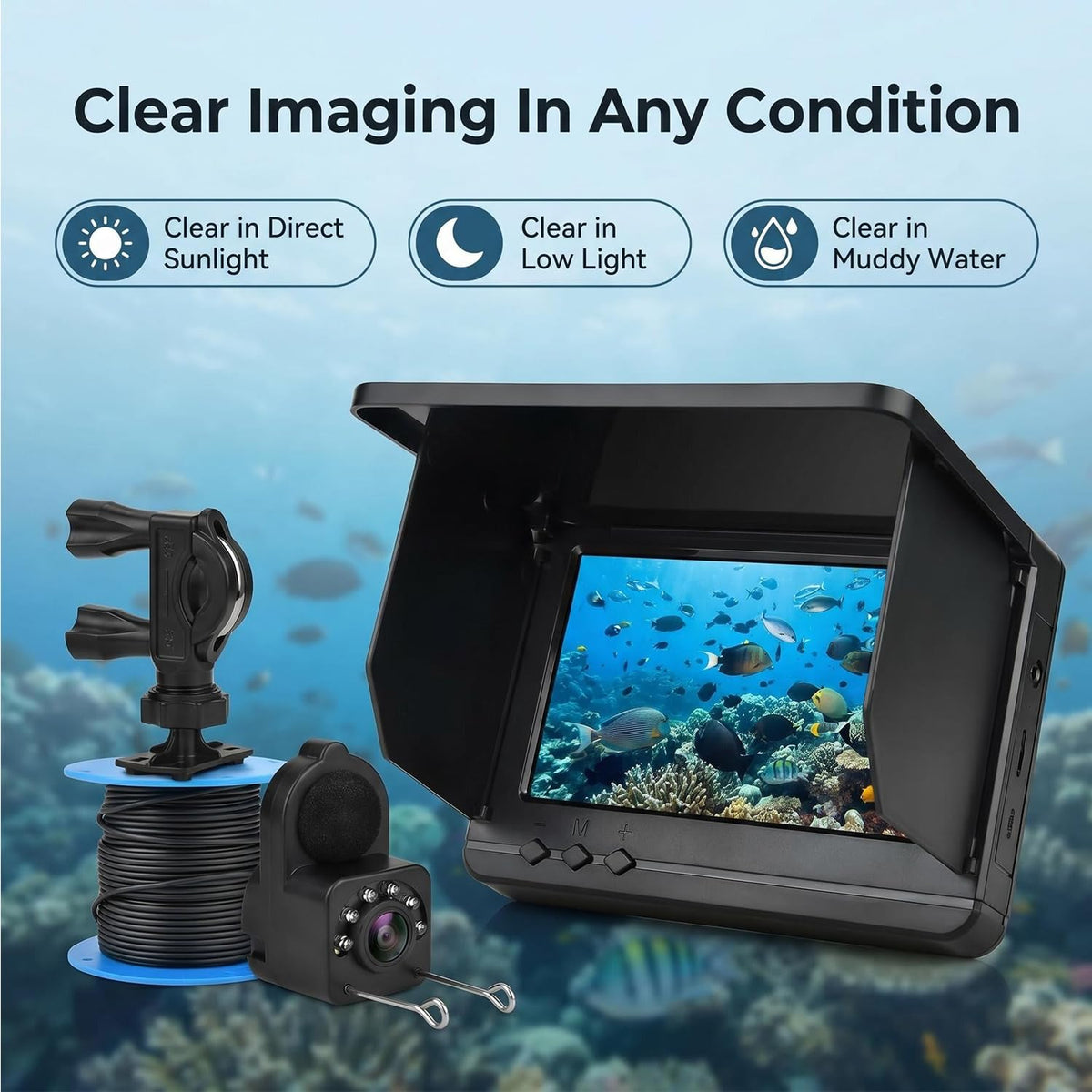Fish Finder,Underwater Fishing Camera Equipped with Infrared Night Vision Function, IP67 Waterproof, and ice Fishing Camera a Portable Fish Finder, in Rivers, Lakes, Kayaks and Boats (30)