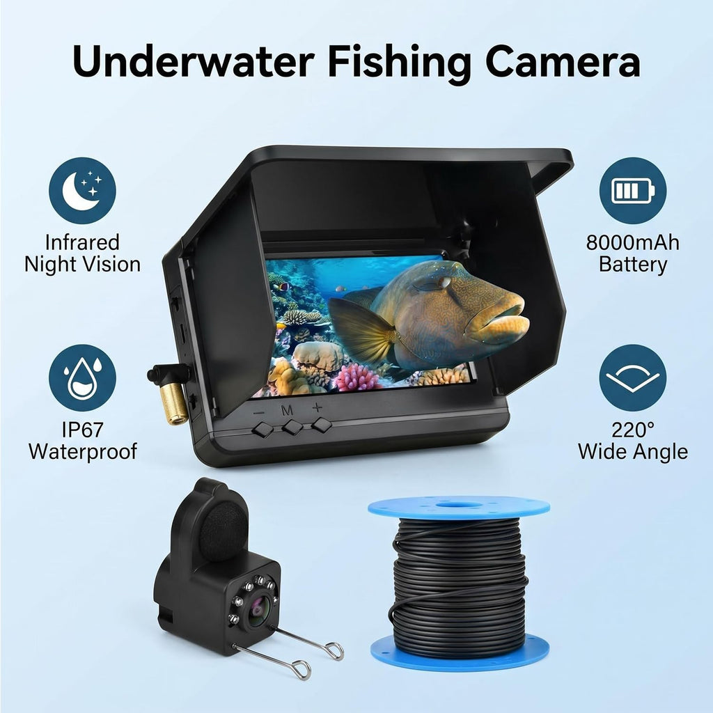 Fish Finder,Underwater Fishing Camera Equipped with Infrared Night Vision Function, IP67 Waterproof, and ice Fishing Camera a Portable Fish Finder, in Rivers, Lakes, Kayaks and Boats (30)