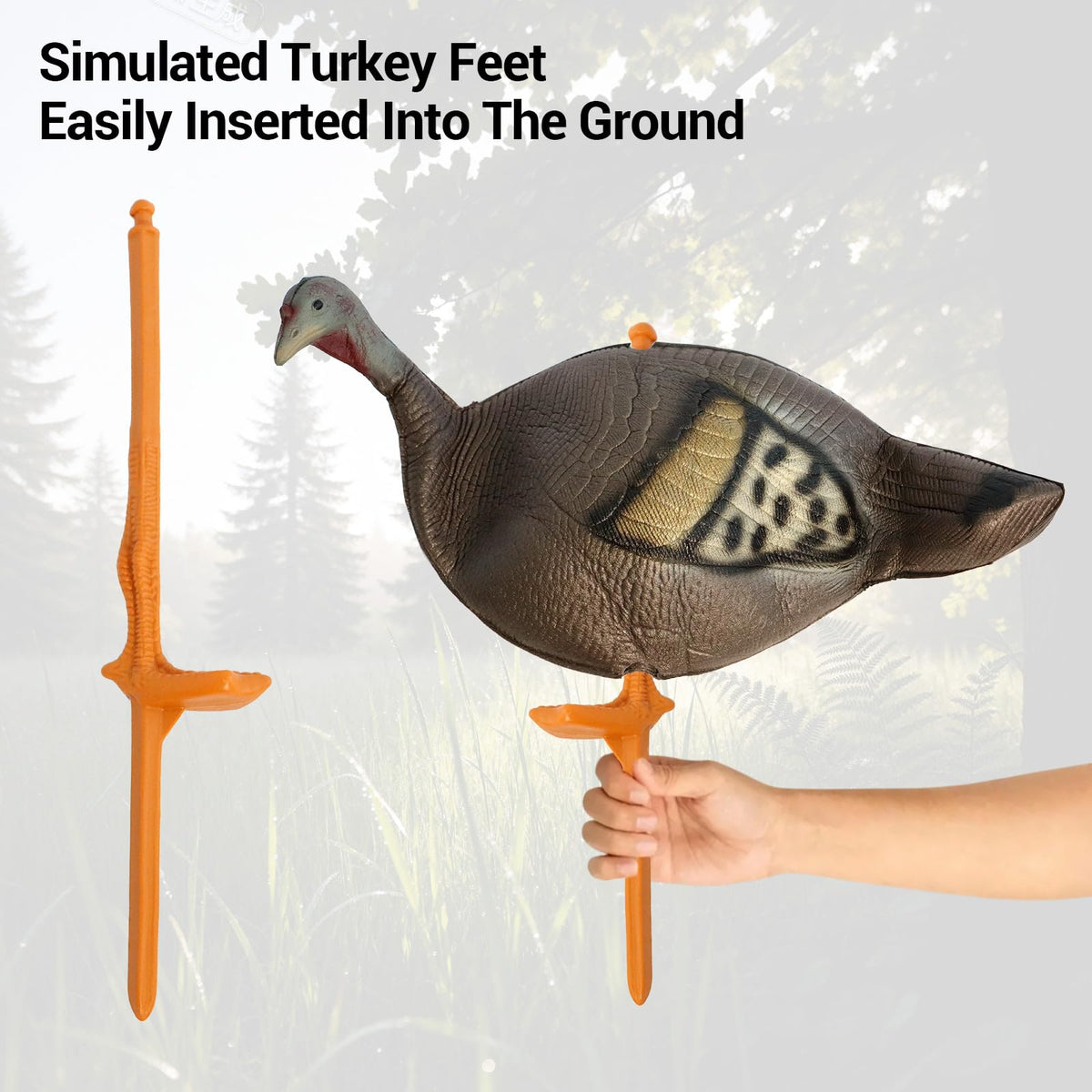 FUNHORUN Turkey Decoy for Hunting 4 Pack, Collapsible Lightweight Hunting Decoy with Stakes, Jake & Hen, Soft EVA Material