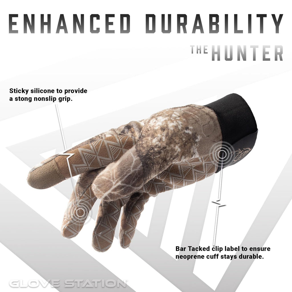 Glove Station Hunting Gloves, Realtree (Large) - Anti-Slip Camo Hunting Gloves for Men & Women with Touchscreen-Compatible Fingertips - Bow, Archery Accessories
