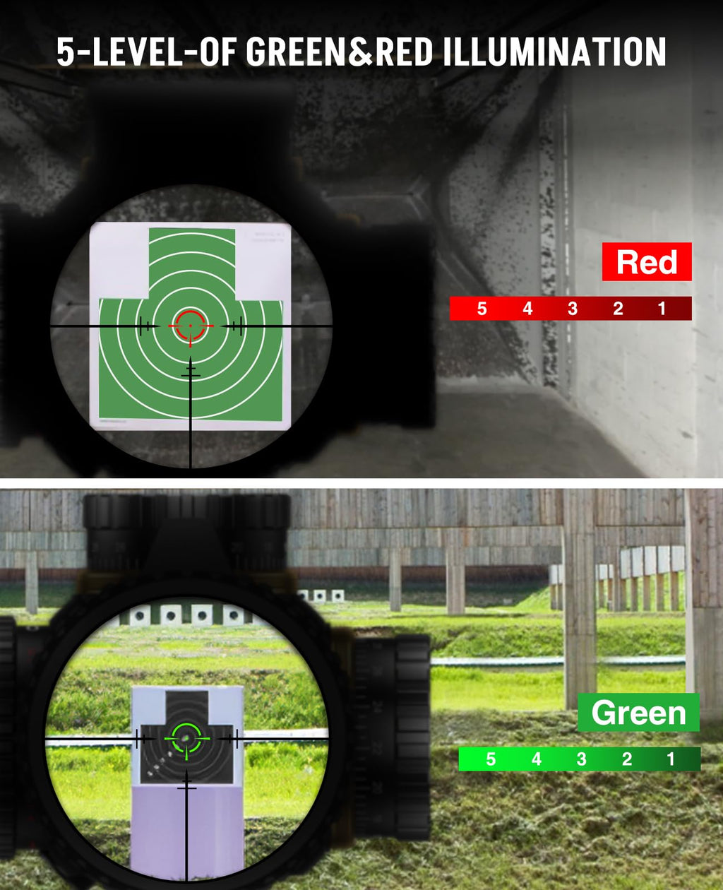 MidTen 1-4x24 LPVO Rifle Scope with 30mm Cantilever Mount, Wide View Scope with Etched Glass, Illuminated Reticle Scope with Zero Reset for Hunting