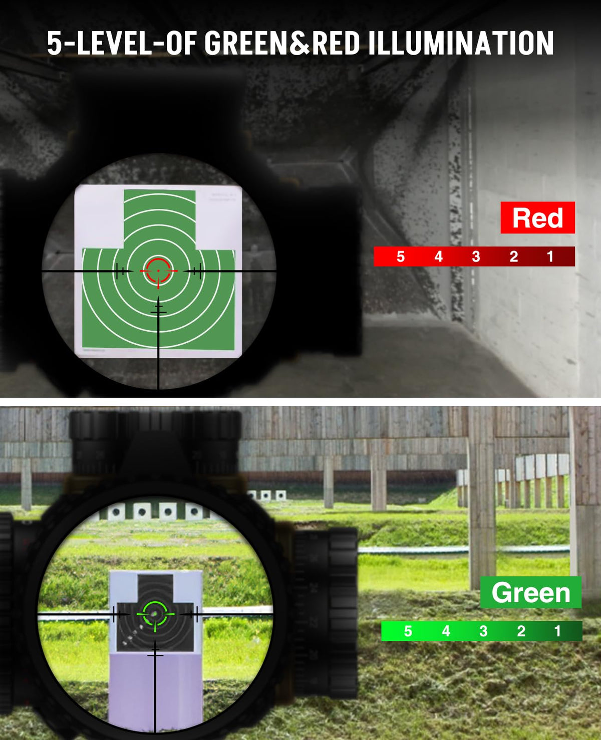 MidTen 1-4x24 LPVO Rifle Scope with 30mm Cantilever Mount, Wide View Scope with Etched Glass, Illuminated Reticle Scope with Zero Reset for Hunting
