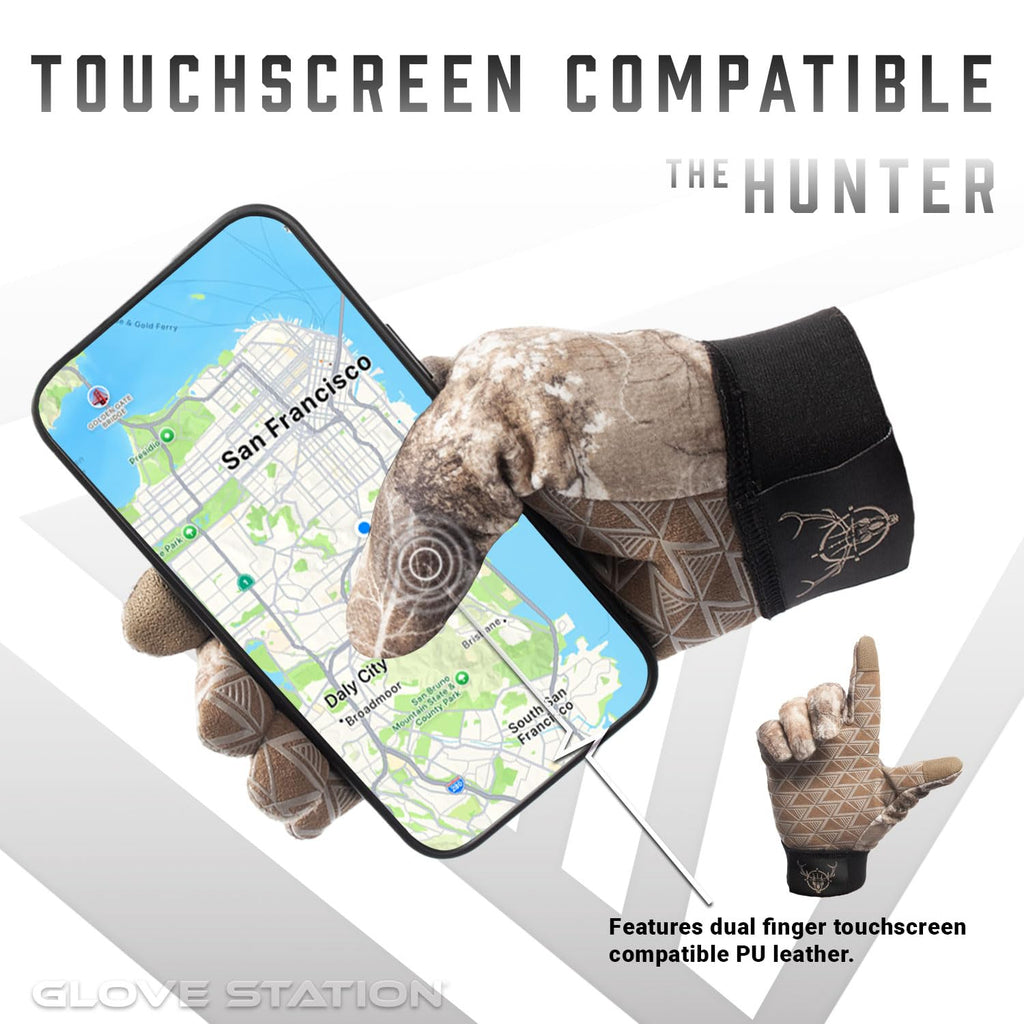 Glove Station Hunting Gloves, Realtree (Large) - Anti-Slip Camo Hunting Gloves for Men & Women with Touchscreen-Compatible Fingertips - Bow, Archery Accessories