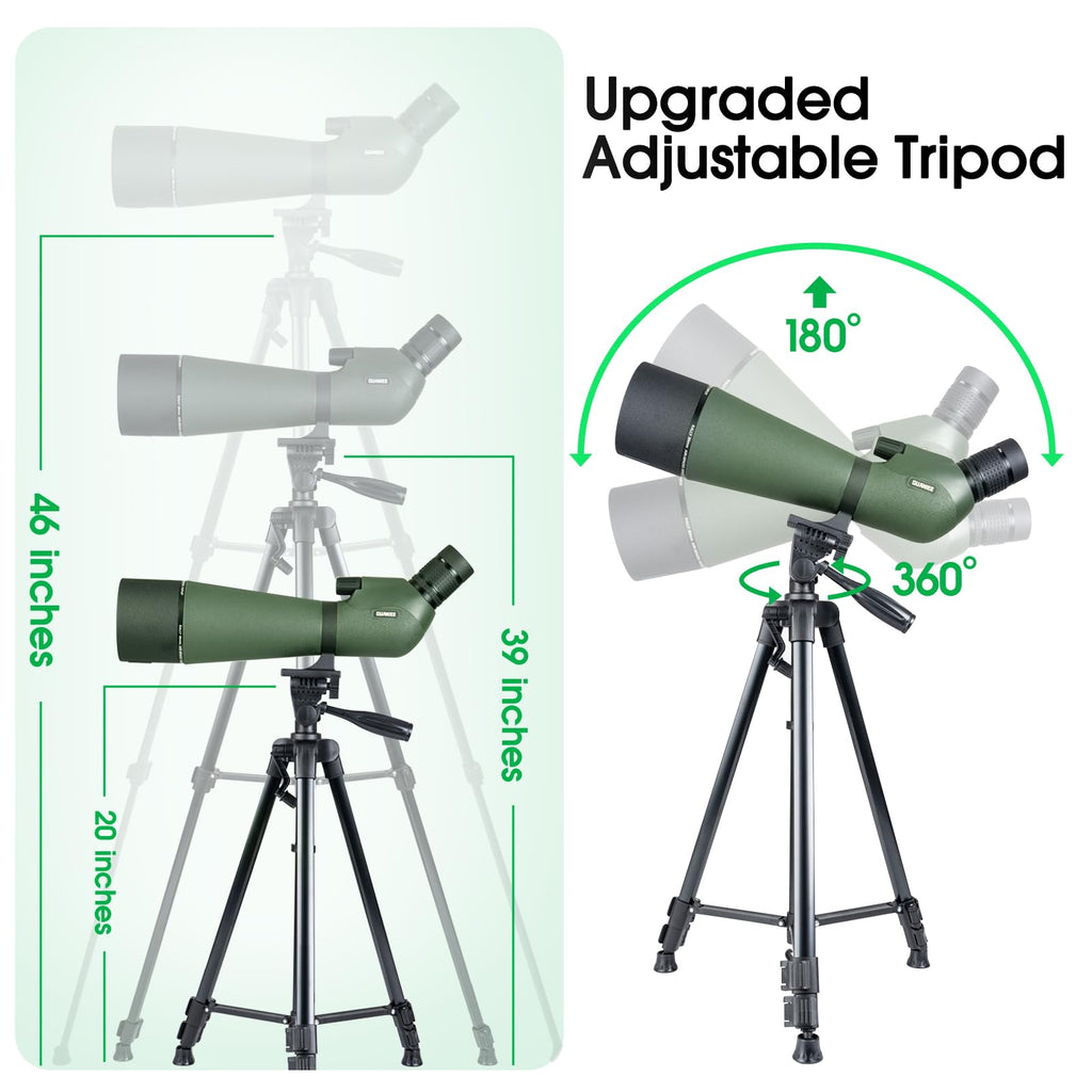 GUANIEE 25-75x80 Spotting Scope for Target Shooting with Upgraded Tripod Carrying Bag and Phone Adapter Spotter Scope for Bird Watching, Wildlife Viewing Camo