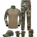 SANYETS Airsoft Suit,Combat Pants and Shirt,Cap Gloves Balaclava Set,WL Woodland Camo Uniform Men's Tactical Gear, XL