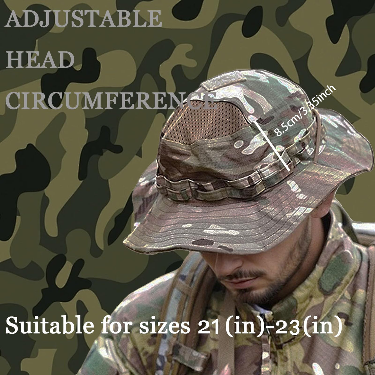 Sun Hat Military Bucket Hats Breathable Boonie Fishing Safari Hat Cap for Men Women Hunting Outdoor Hiking Camping Garden Camo