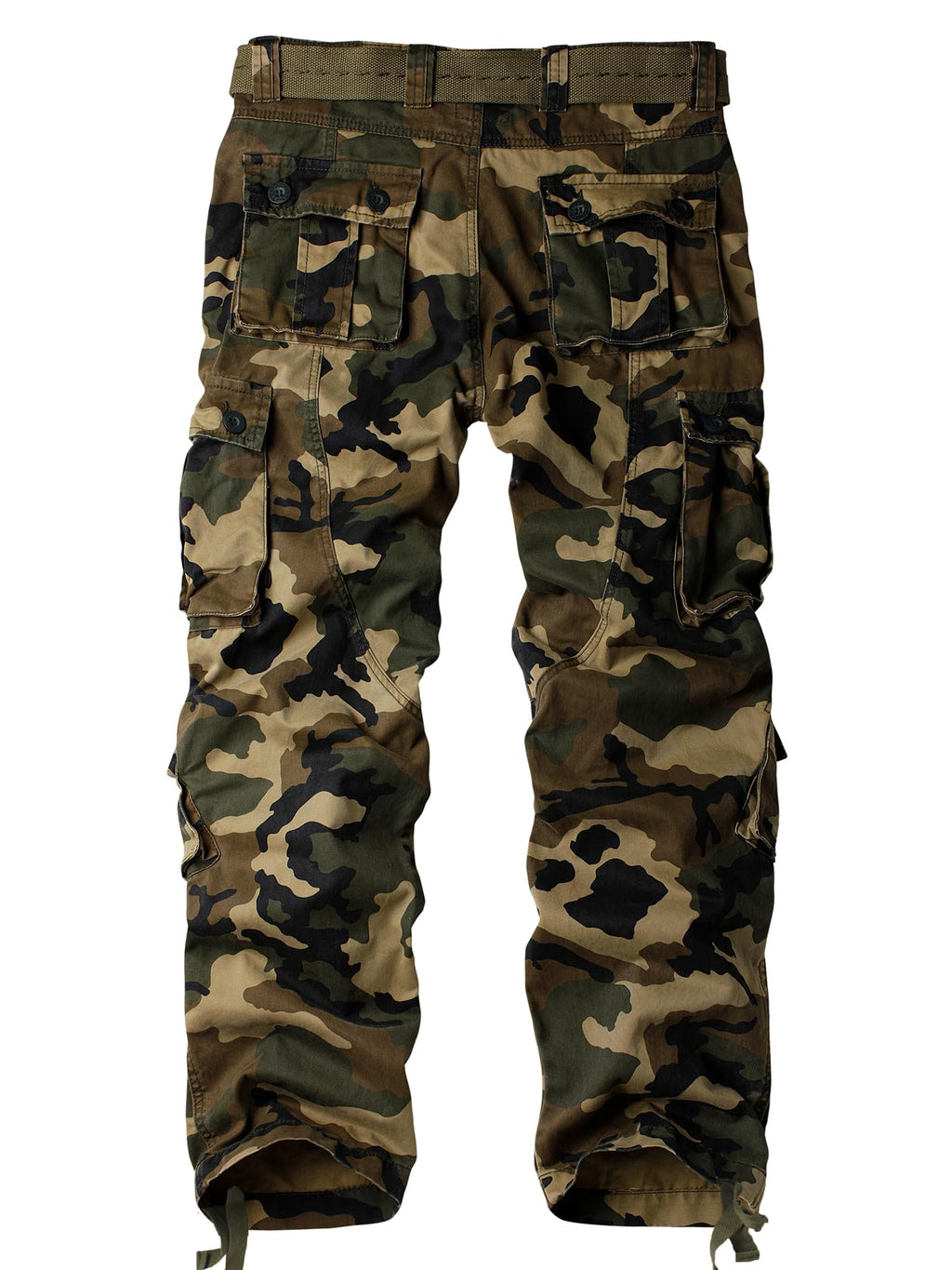 AKHIKING Men's Camo Cargo Work Pants Cotton Tactical Ripstop Casual Combat Pants with 8 Pockets Caoyuan 36x32