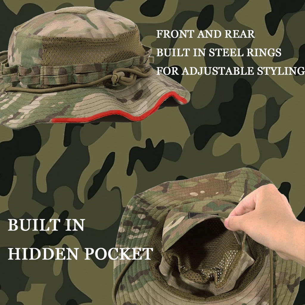 Sun Hat Military Bucket Hats Breathable Boonie Fishing Safari Hat Cap for Men Women Hunting Outdoor Hiking Camping Garden Camo