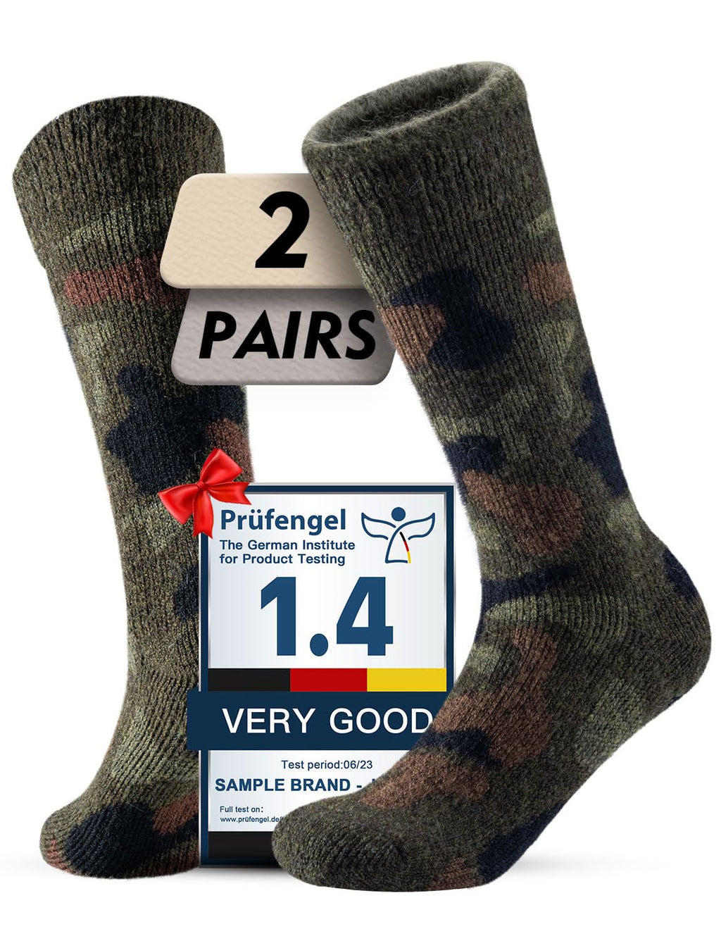 Juclise Alpaca Wool Thermal Work Boot Socks Heavyweight Warm Winter Socks, Thick Cozy Cushioned Moisture-Wicking Fleece, Soft Breathable Outdoor & House Women & Men(L,Camo)