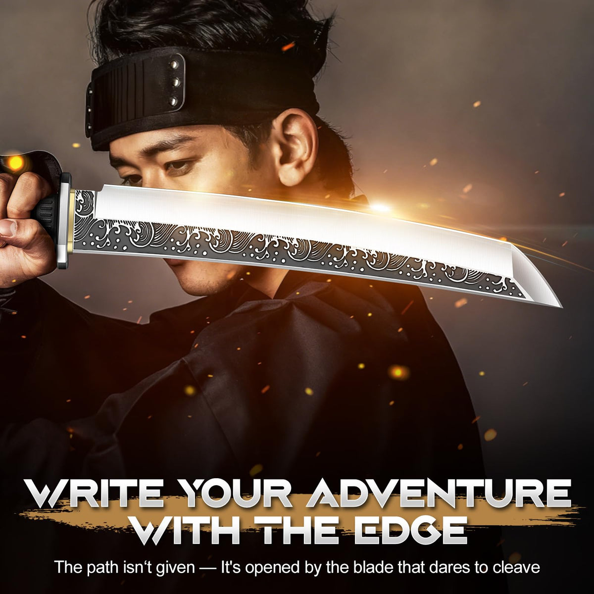 Purple Dragon Tanto Knife with Sheath - Japanese Fixed Blade Knife Forged from a Single Piece of D2 Steel - Survival Knives with G10 Handle - Outdoor Gifts for Men