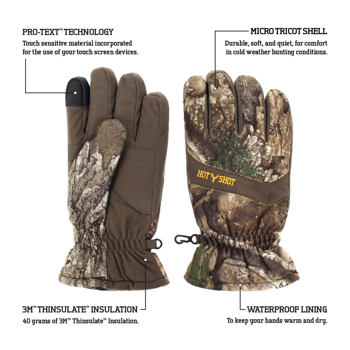 HOT SHOT Menâ€™s Camo Defender Glove with Touch â€“ Realtree APX Outdoor Hunting Camouflage