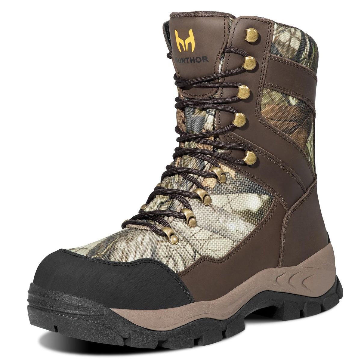 Men's Hiking Hunting Boots - Waterproof Leather & Shock-Absorbing EVA Midsole - Breathable Next Camo G2 Shoes for Rugged Trails & Trekking (Next Camo G2, Size 7)