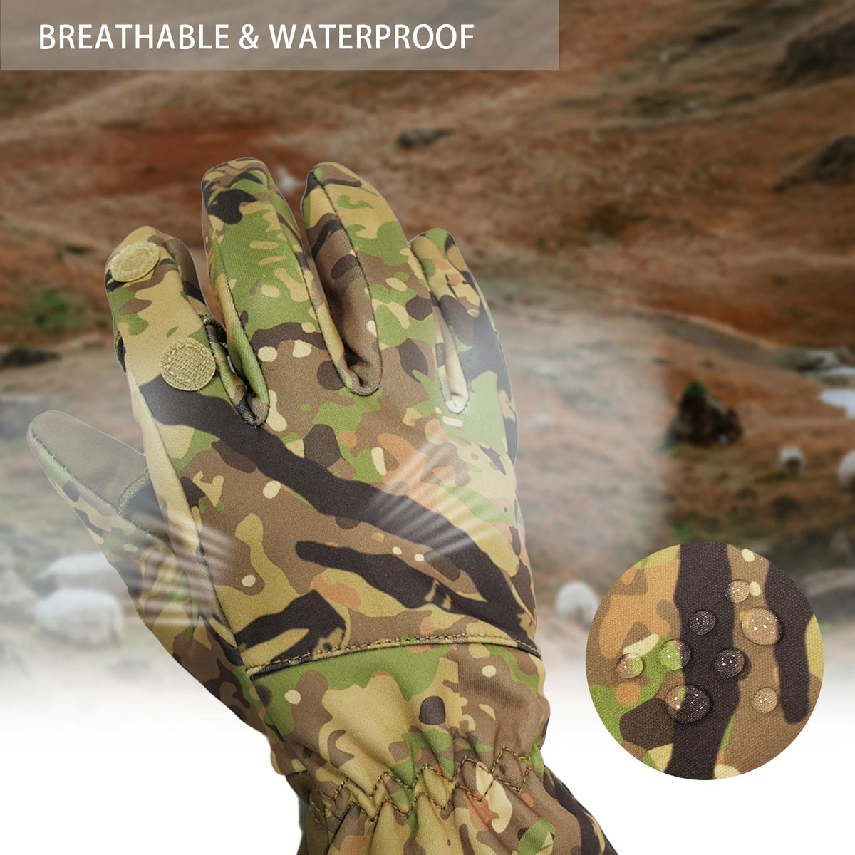 LOOGU Camouflage Hunting Gloves Full Finger/Fingerless Gloves Pro Anti-Slip Insulated Camo Glove Hunting Outdoors Waterproof Gear