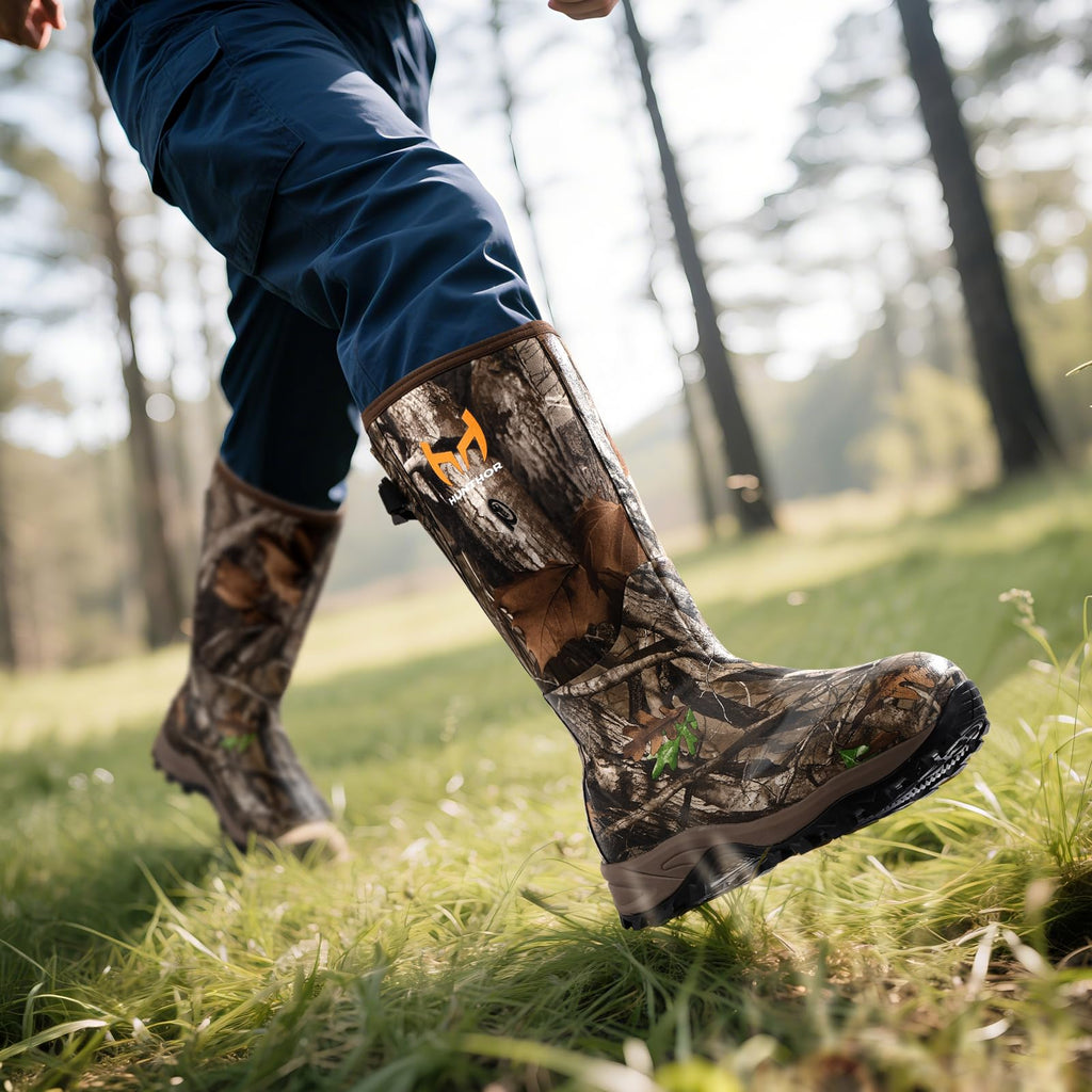Hunthor Hunting Boots for Men, Waterproof Insulated 6mm Neoprene Rubber Boots for Hunting and Outdoor Activities (Next Camo, Size 7)