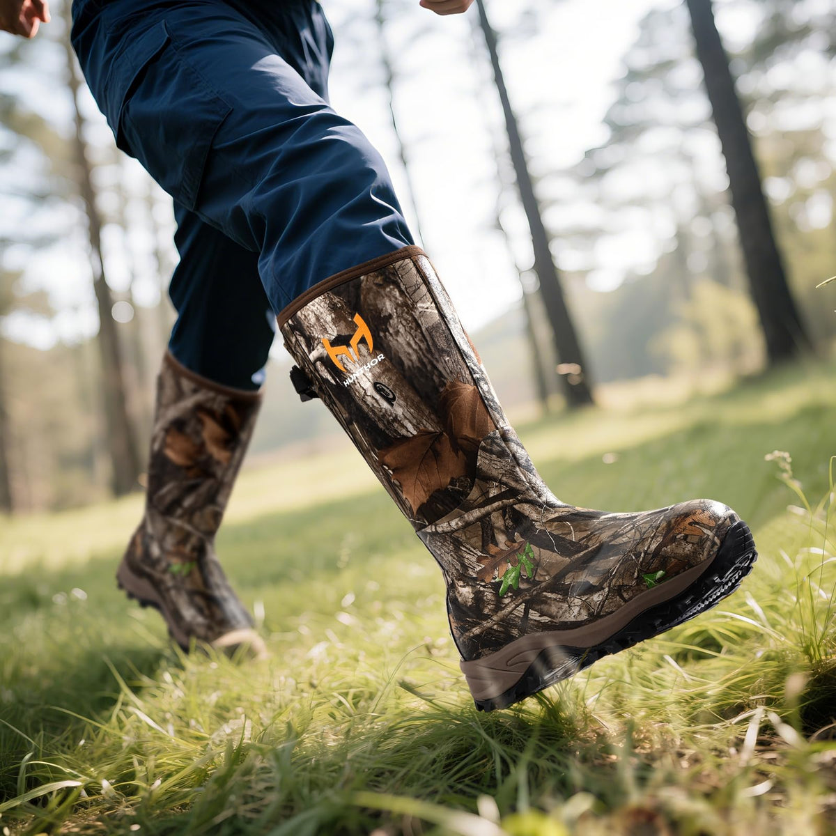 Hunthor Hunting Boots for Men, Waterproof Insulated 6mm Neoprene Rubber Boots for Hunting and Outdoor Activities (Next Camo, Size 7)