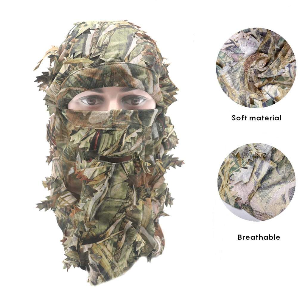 Ghillie Camouflage Leafy Hat 3D Full Face Mask Headwear Turkey Camo Hunter Hunting Accessories (Reed Forest)