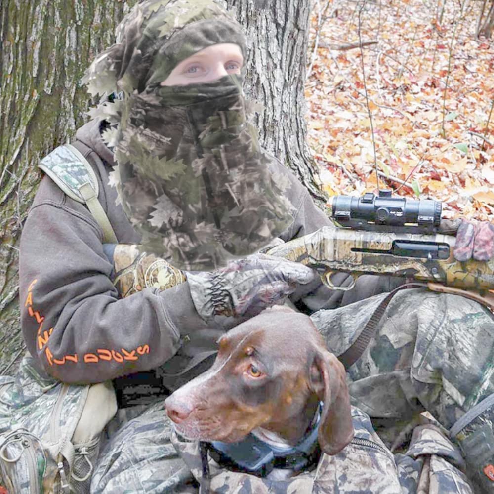 Ghillie Camouflage Leafy Hat 3D Full Face Mask Headwear Turkey Camo Hunter Hunting Accessories (Reed Forest)