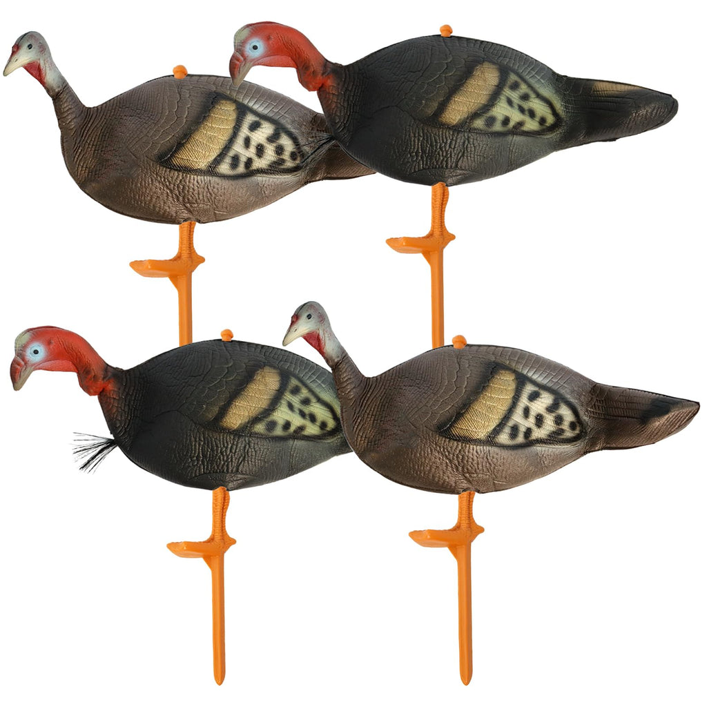 FUNHORUN Turkey Decoy for Hunting 4 Pack, Collapsible Lightweight Hunting Decoy with Stakes, Jake & Hen, Soft EVA Material