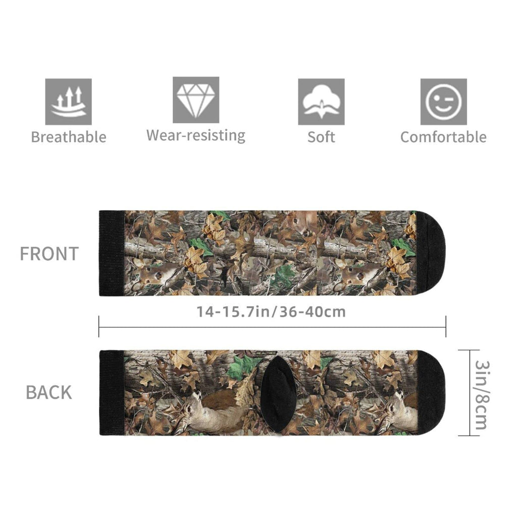 Sigouyinei Camo Camouflage Hunting Deer Real Tree Deer In The Woods Casual Funny Funky Novelty Socks For Men Women