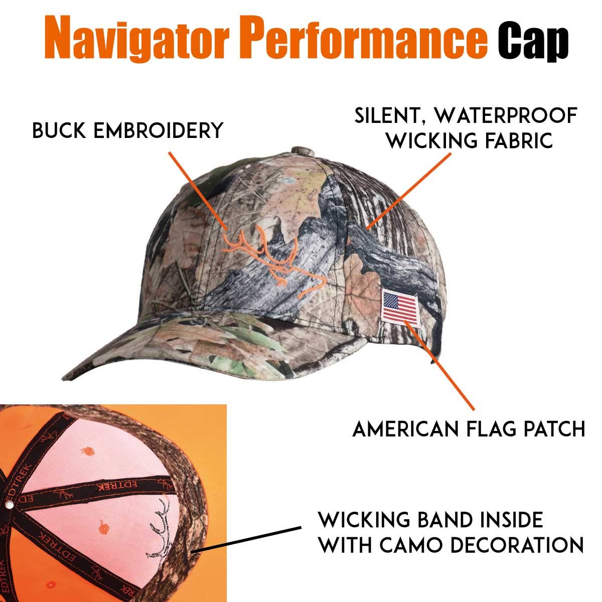 EDTREK High Performance Hat for Hunter and Angler - Waterproof Hunting Cap, Fishing Cap, Outdoor Cap (in Deep Camo)