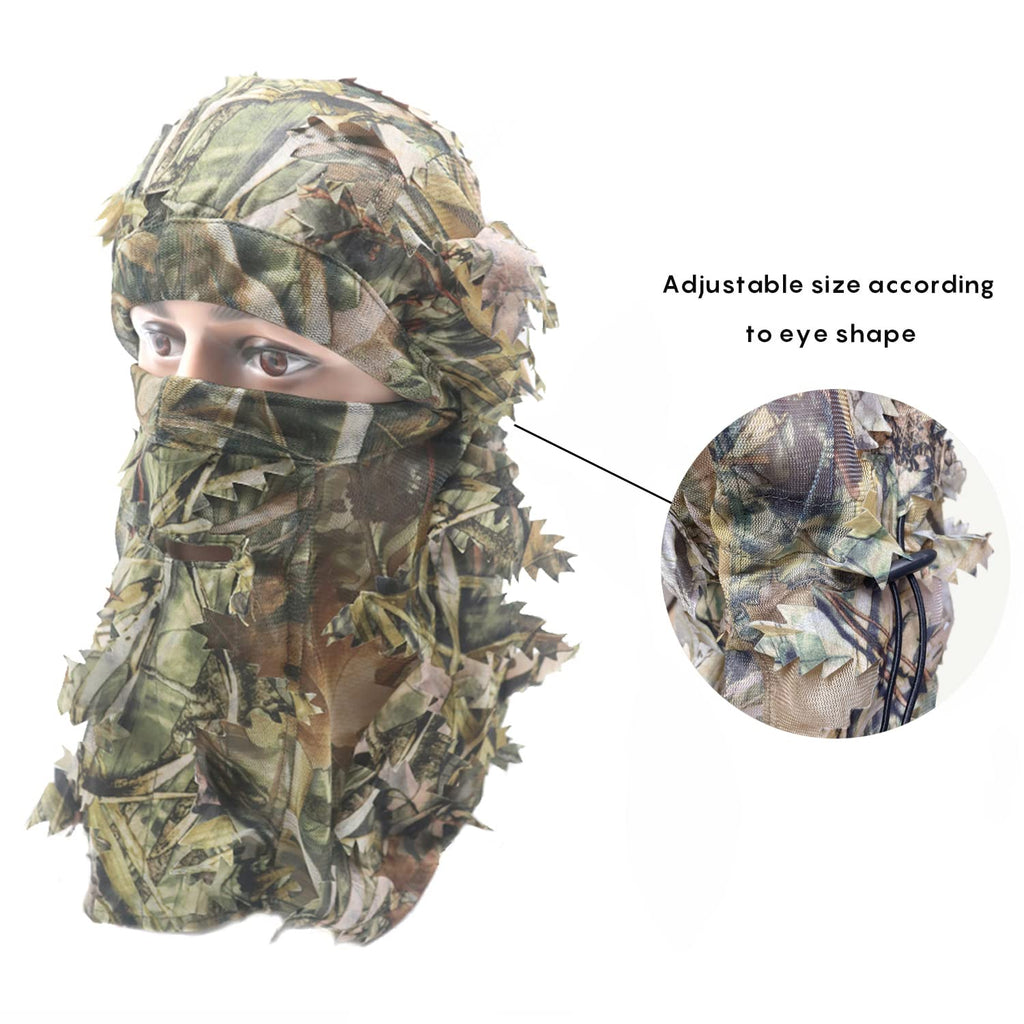 Ghillie Camouflage Leafy Hat 3D Full Face Mask Headwear Turkey Camo Hunter Hunting Accessories (Reed Forest)