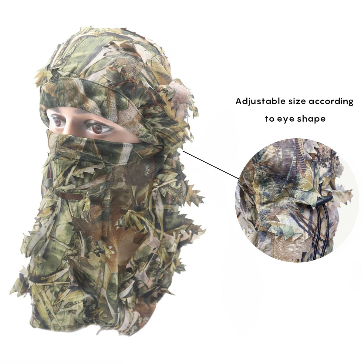 Ghillie Camouflage Leafy Hat 3D Full Face Mask Headwear Turkey Camo Hunter Hunting Accessories (Reed Forest)