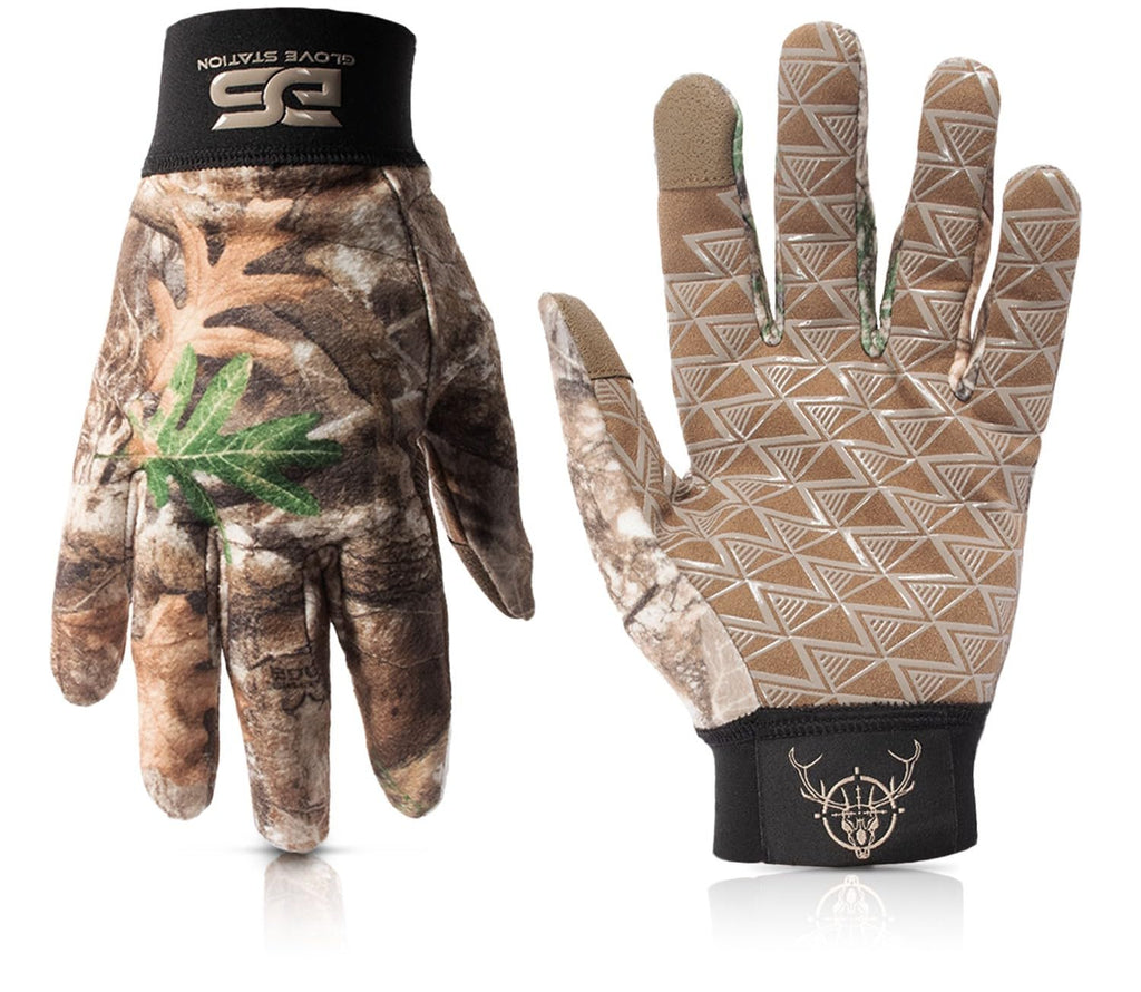 Glove Station Hunting Gloves, Realtree (Large) - Anti-Slip Camo Hunting Gloves for Men & Women with Touchscreen-Compatible Fingertips - Bow, Archery Accessories