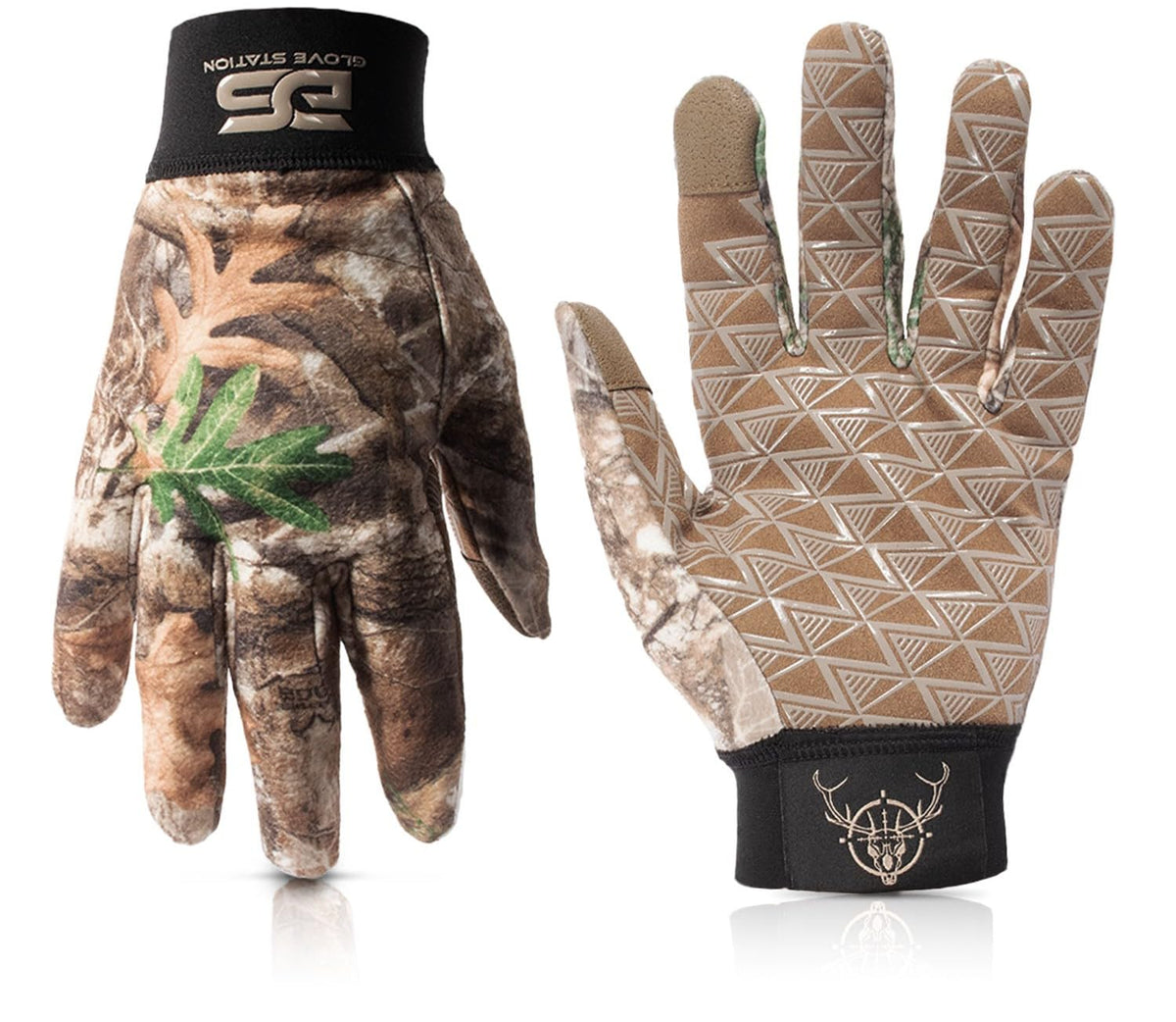 Glove Station Hunting Gloves, Realtree (Large) - Anti-Slip Camo Hunting Gloves for Men & Women with Touchscreen-Compatible Fingertips - Bow, Archery Accessories