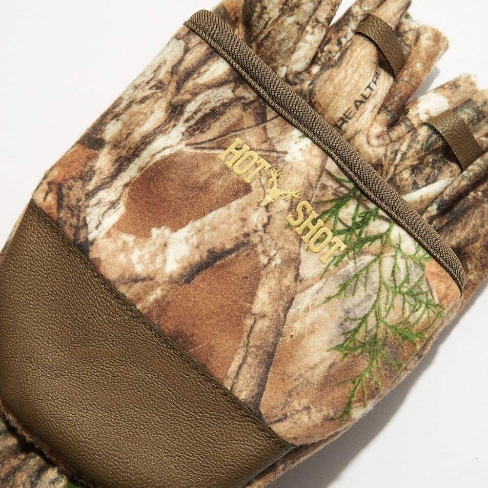 HOT SHOT Men’s Camo Cyclone Stormproof Pop-Top Mittens - Realtree Edge Outdoor Hunting Camouflage