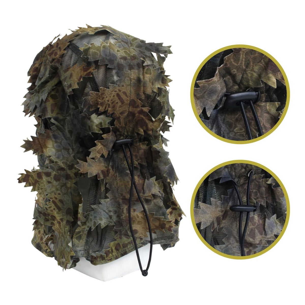 Fousam 3D Camouflage Leafy Full Face Mask Headwear, 2-in-1 Adjustable Hat Mask Netting, Sniper Veil for Ghillie Suit, Hunting