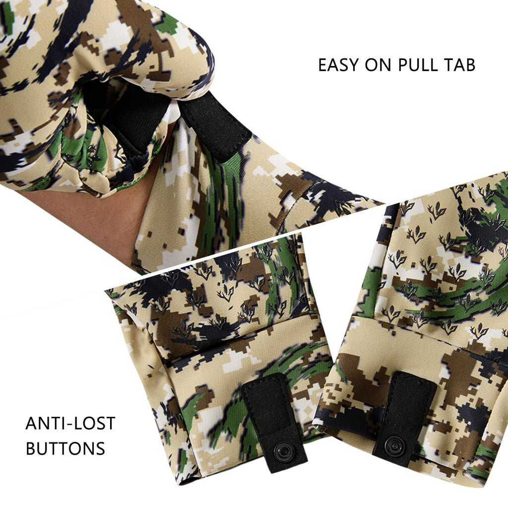 BASSDASH Camo Hunting Gloves Touchscreen Lightweight Glove for Warm Weather Turkey Fishing Outdoor Activities HG08