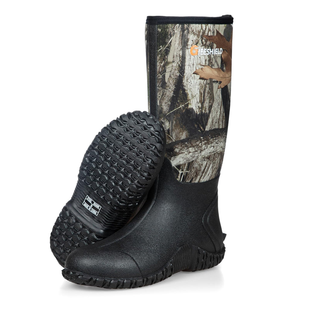 GIEESHIELD Rubber Boots for Men And Women, Waterproof Insulated Hunting & Work Boots with Steel Shank, Durable Anti-Slip Outdoor Boots for Farming, Gardening, Fishing, Mud Working(Black, Next G2 Camo)