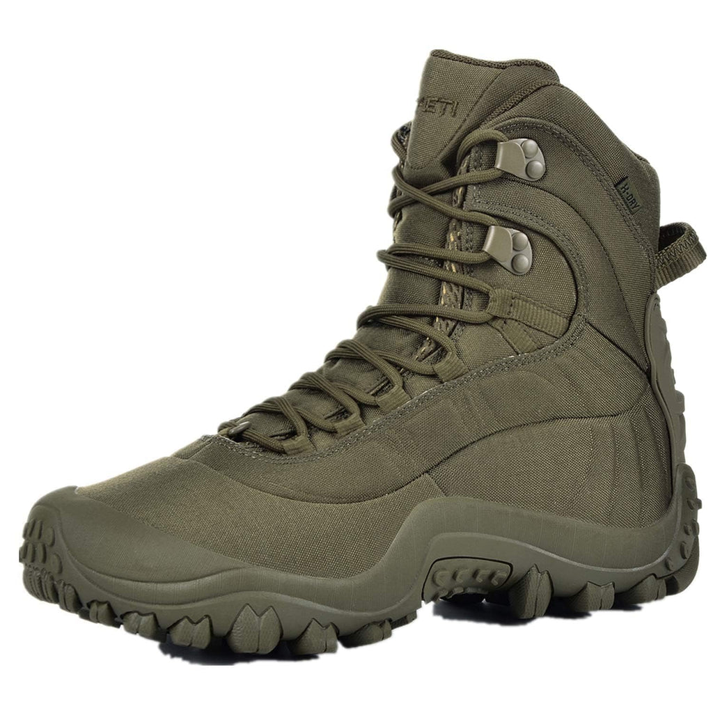 SKENARY Men's Tactical Boots Mid Combat Waterproof Military Boots Olive Green,9