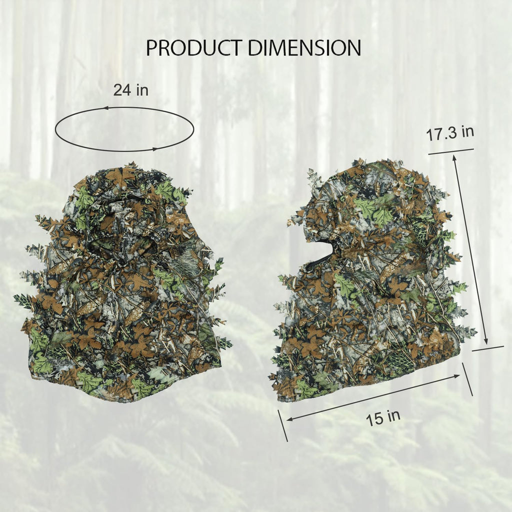 EAmber Ghillie Suit Gilly Hunting Suits Pants 3D Leaf Camo Camouflage Leafy Hat Gloves Full Face Mask Headwear Coveralls Youth Adult Lightweight Clothes