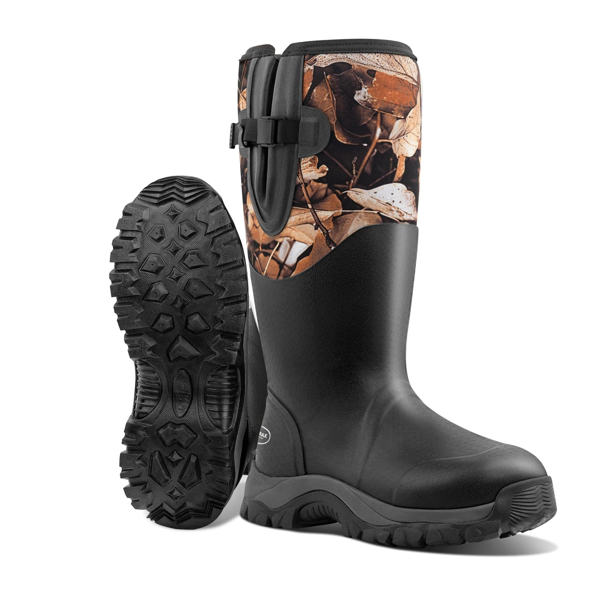 Men's Waterproof Hunting Boots, Camouflage 6mm Neoprene Muck Boots for Outdoor Hunting, Fishing, Farming & Work Black size 12