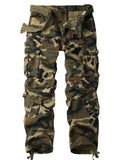 AKHIKING Men's Camo Cargo Work Pants Cotton Tactical Ripstop Casual Combat Pants with 8 Pockets Caoyuan 36x32