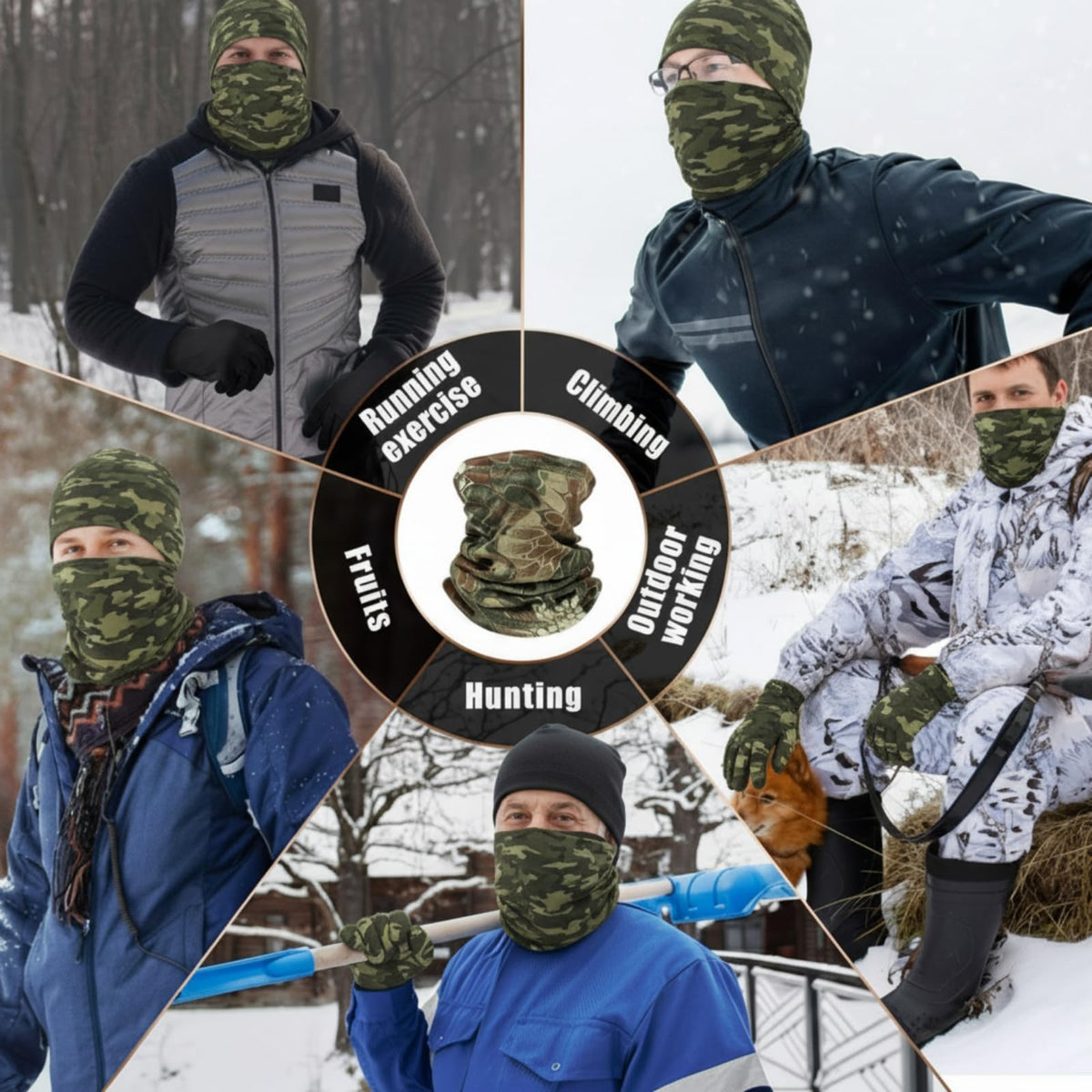 Janmercy 3 Pcs Camo Hunting Gloves Beanie and Scarf Set Anti-slip Touchscreen Gloves for Men Women Gift Cold Weather Hunting Gear Accessories