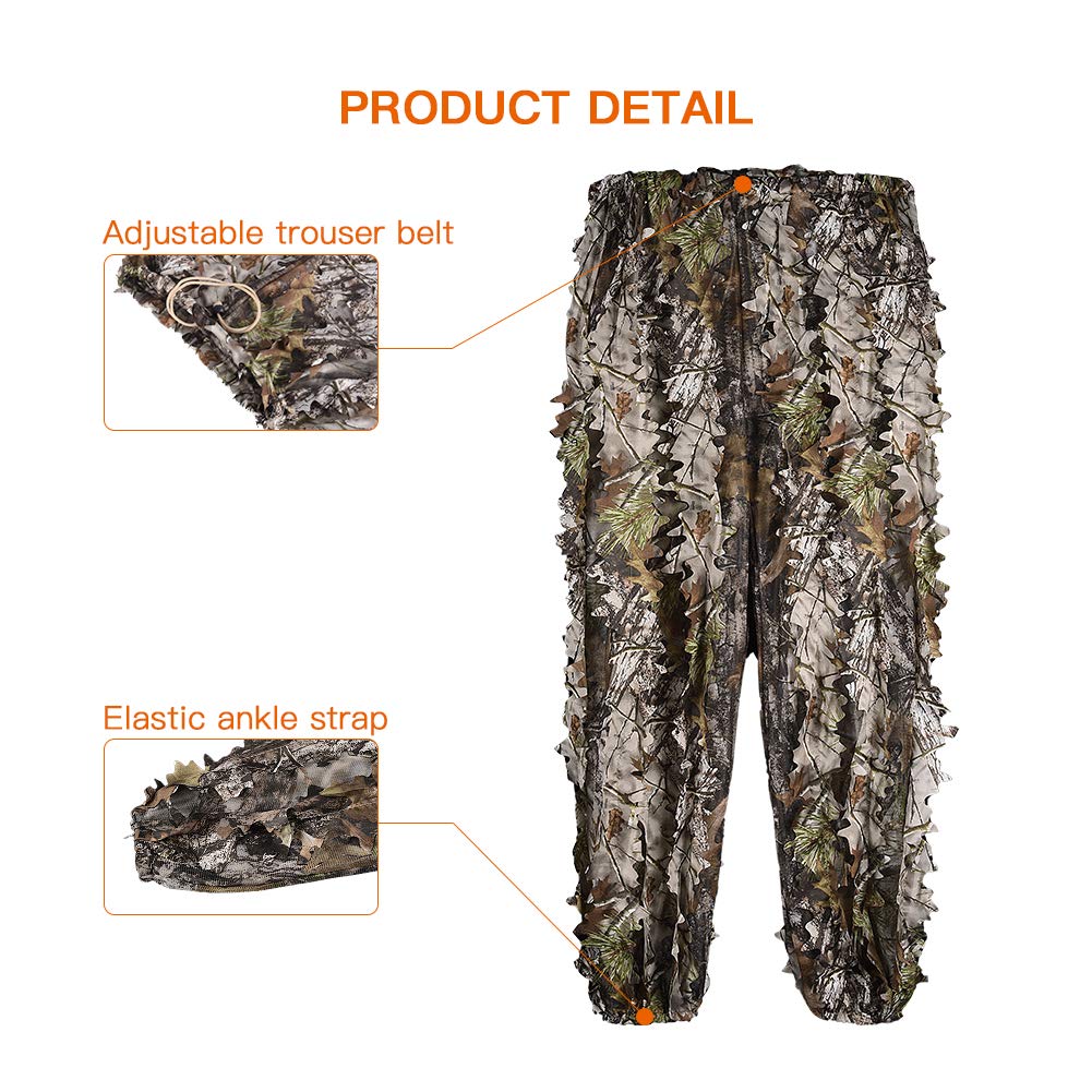 LOOGU Ghillie Suit 3D Maple Leafy Camouflage Clothing Super Lightweight Hooded Outfit for Hunting, Shooting, Wildfowl, Paintball, Wildlife Photography, Halloween or Christmas