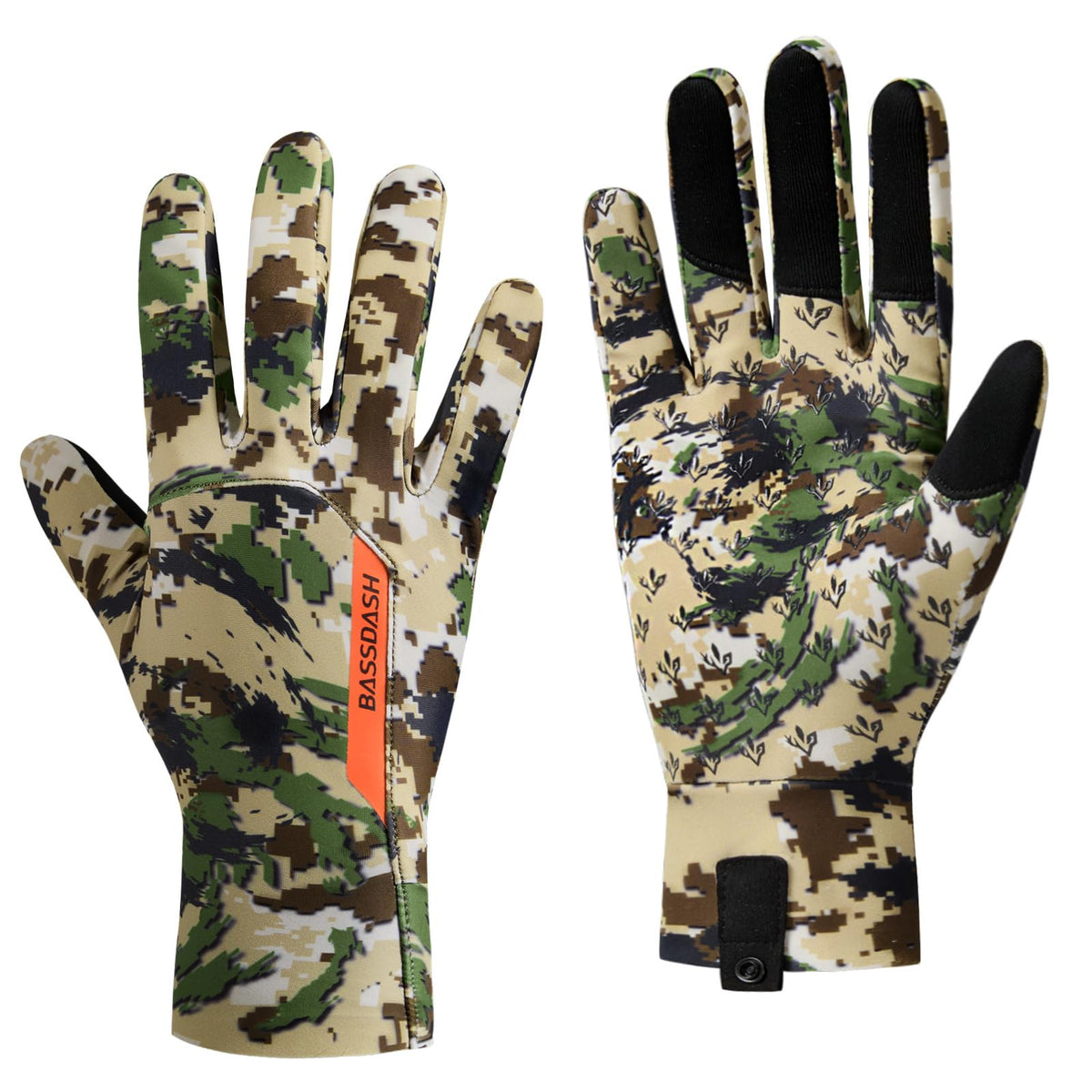 BASSDASH Camo Hunting Gloves Touchscreen Lightweight Glove for Warm Weather Turkey Fishing Outdoor Activities HG08