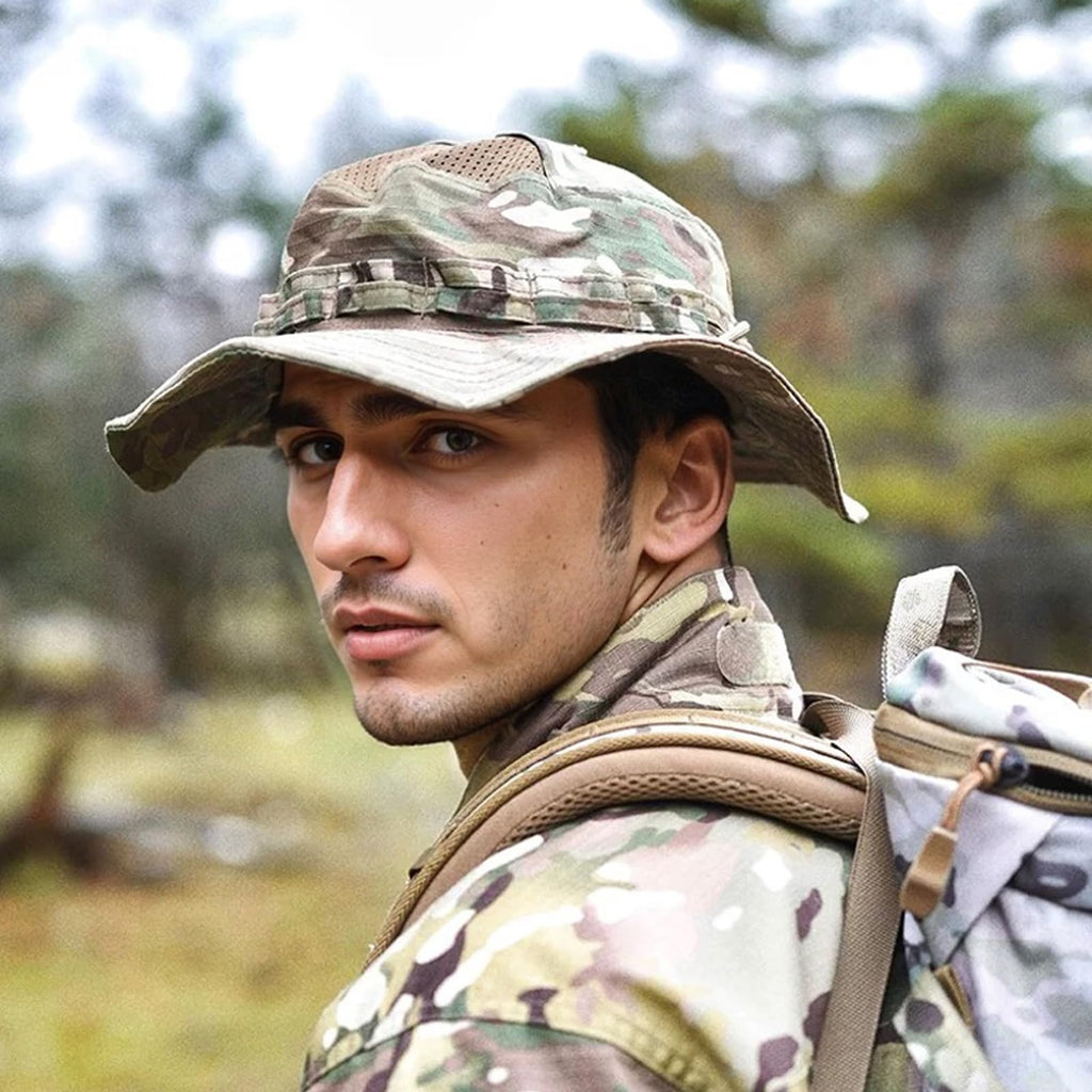 Sun Hat Military Bucket Hats Breathable Boonie Fishing Safari Hat Cap for Men Women Hunting Outdoor Hiking Camping Garden Camo
