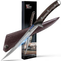 SYOKAMI Fillet Knife, 9 Inch Boning Knife with Leather Sheath, Sharp Filet Knives for Fish and Meat, Non-slip Wooden Handle, Professional Japanese Knives For Fishing and Hunting, Outdoor Kitchen Gift